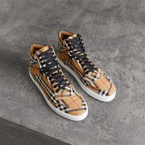 burberry mens shoes hi top|burberry vintage check sneakers men's.